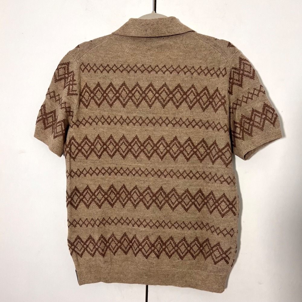 Todd Snyder Knit Polo Mens XS Linen Cotton Geometric Luxury Preppy Resortwear - Picture 2 of 6